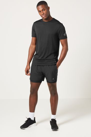 Buy Black Short Sleeve Tee Active Gym Training T Shirt from Next