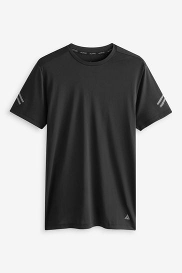 Black Short Sleeve Tee Active Gym Training T Shirt