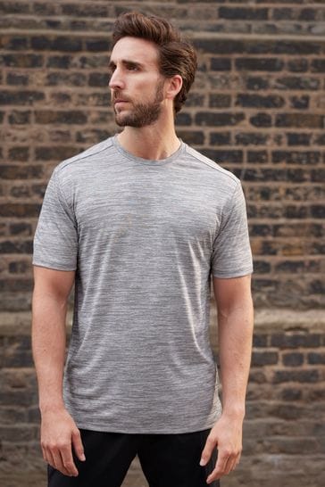 Grey Short Sleeve Tee Active Gym & Training T-Shirt