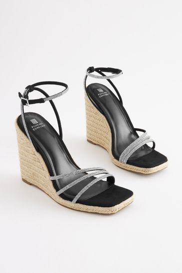 Black bling sale wedges
