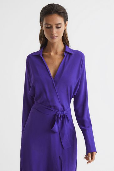 Buy Reiss Purple Cecily Petite Wrap Shirt Midi Dress from Next Singapore