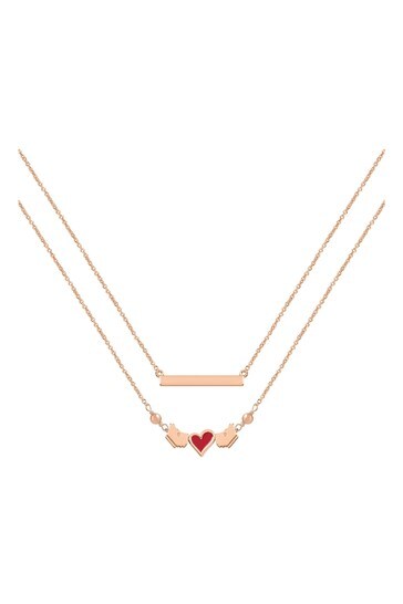 Radley Rose Gold Red Heart Double Layer Necklace