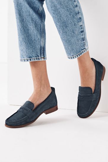 Navy Blue Suede Forever Comfort® Moccasin Loafers
