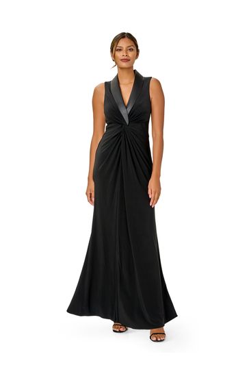 Buy Adrianna Papell Black Jersey Tuxedo Gown from Next USA