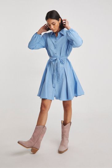 Blue button shop up dress