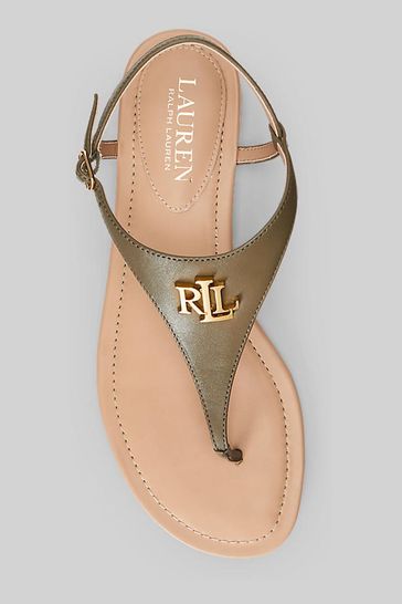 Lauren Ralph Lauren Ellington Leather Logo Sandals