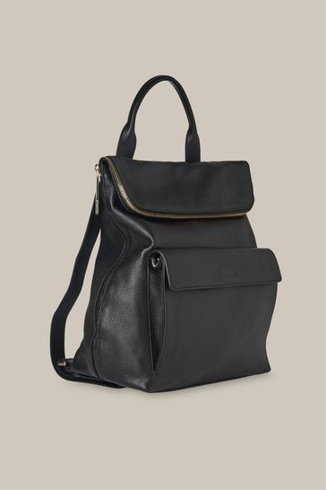 Whistles black outlet leather backpack