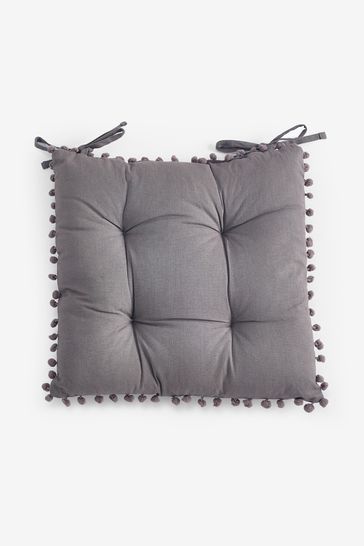 Buy Set of 2 Charcoal Grey Pom Pom Seat Cushions from Next Belgium