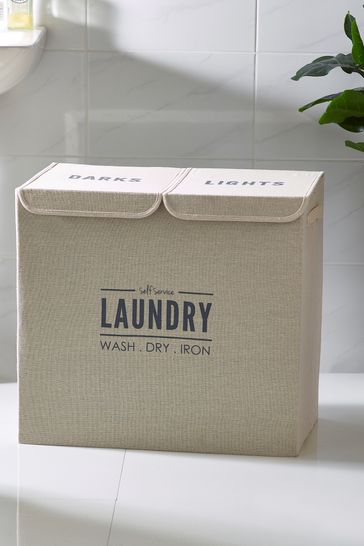 Natural Slogan Fabric Sorter Laundry Basket