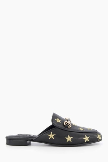 Dune London Galaxies Star Embroidered Backless Loafers