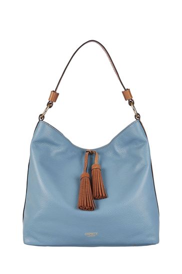 Blue leather hobo bag on sale