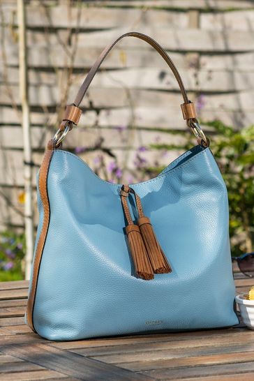 Blue leather hobo best sale bag