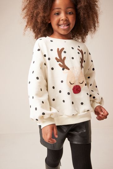 Buy Ecru Cream Reindeer Spot Christmas Sweatshirt Jumper 3 16yrs from Next Belgium
