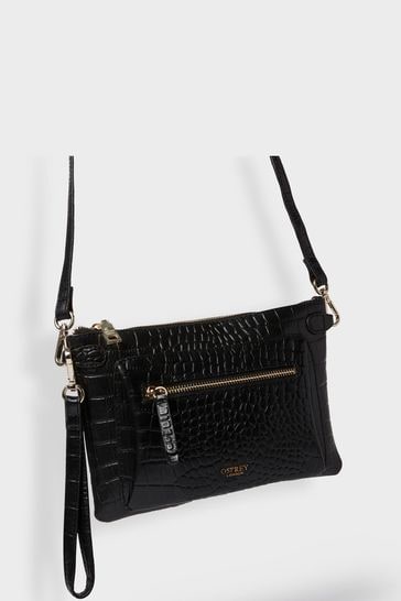 Buy OSPREY LONDON Leather Ruby Croc Cross Body Bag from the Laura