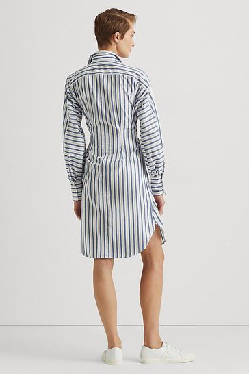 Buy Lauren Ralph Lauren Blue Essien Tie Logo Shirt Dress from Next Ireland