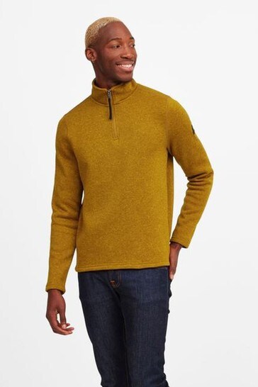 Tog24 Yellow Pearson Mens Knitlook Zip Neck Fleece