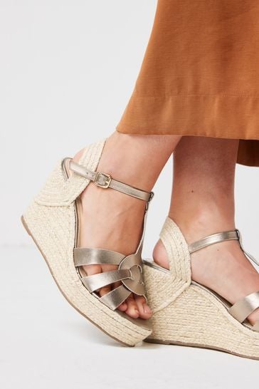 Metallic store espadrille wedges