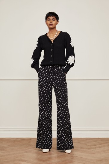 Fabienne Chapot Black Floral Puck Trousers