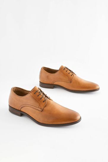 Buy Tan Brown Leather Round Toe Derby Shoes from Next Australia