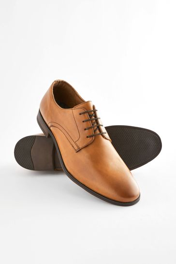 Buy Tan Brown Leather Round Toe Derby Shoes from Next United Arab