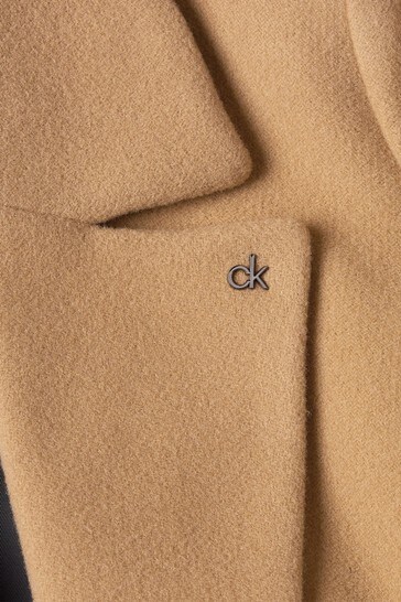 Buy Calvin Klein Camel Essential Wool Wrap Coat from Next Ireland