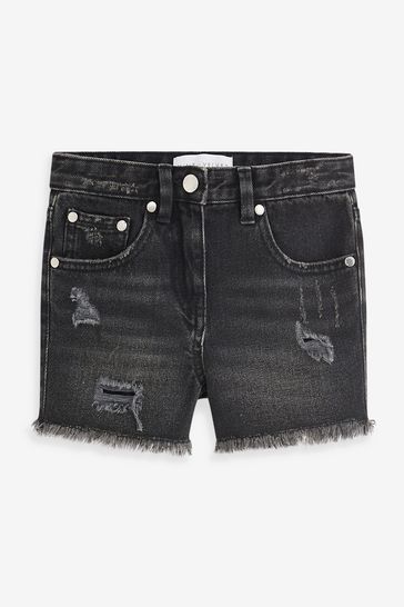 Dark denim distressed shorts shop