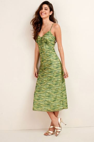 Lime Green Space Dye Midi Slip Dress