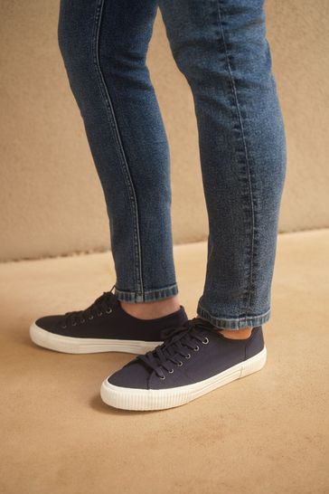 Navy Canvas Low Trainers
