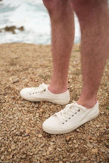 White Canvas Low Trainers