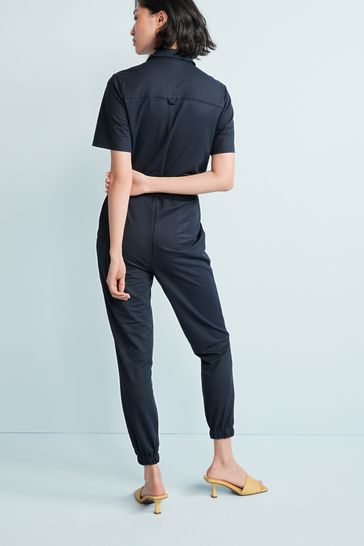Navy blue utility jumpsuit sales
