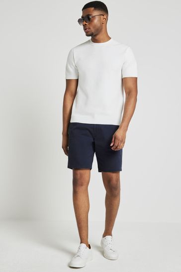 River Island Blue Laundered Chino Shorts