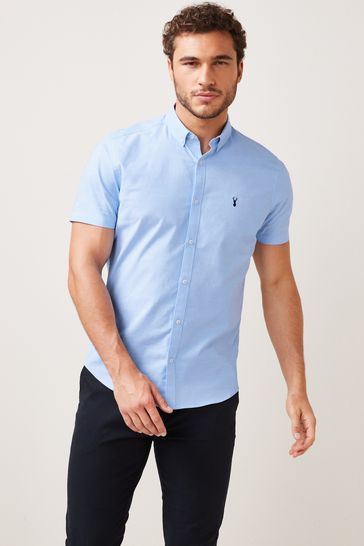 Light Blue Short Sleeve Stretch Oxford Shirt