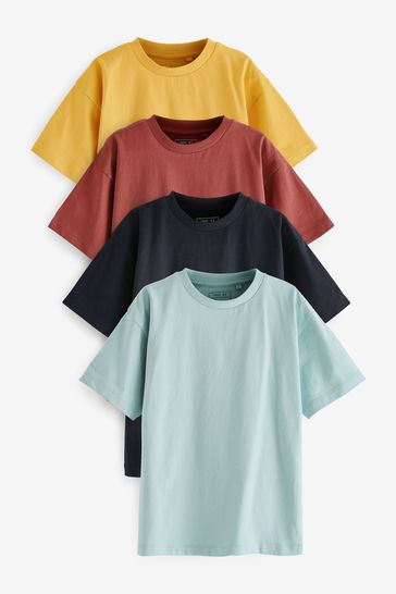 Muted Tones 4 Pack Relaxed Fit Short Sleeve T-Shirts (3-16yrs)