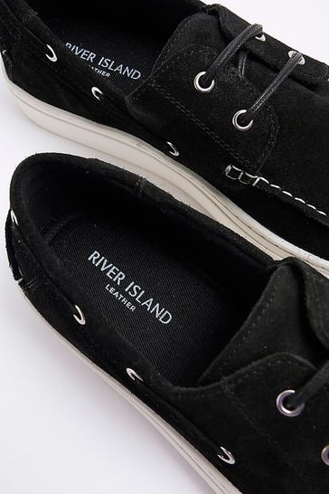 Buy River Island Black Suede Boat Shoes from Next Netherlands
