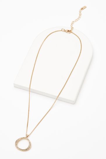 Buy Gold Tone Allium Pav Pendant Necklace from Next Singapore