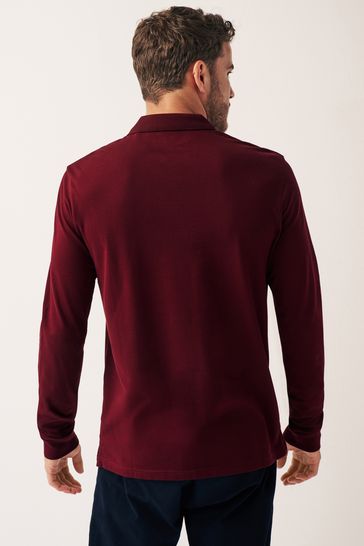 Maroon long sale sleeve polo