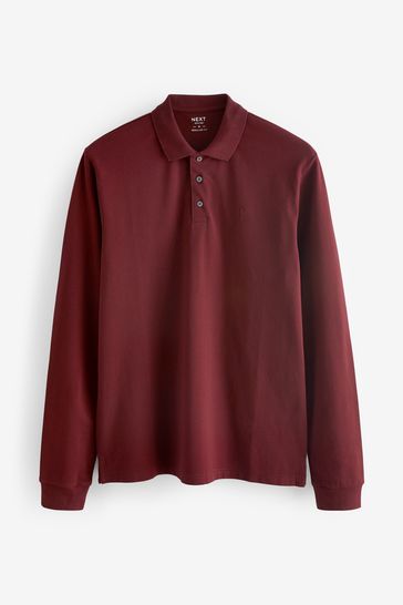 Maroon long sleeve outlet polo shirt