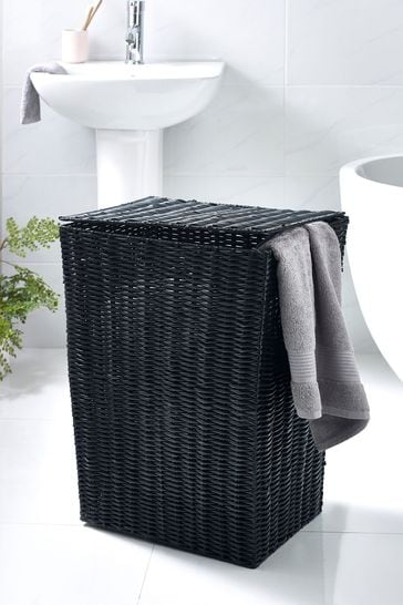 Black Wicker Laundry Hamper Basket