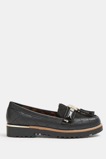 River Island Black Quilted Tassle Loafers