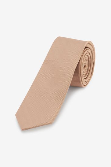 Stone Brown Slim Twill Tie