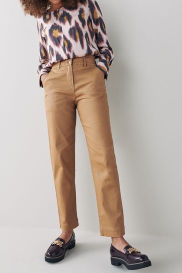 Camel Coated Elasticated Waist Tapered Jeans