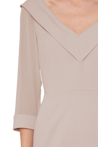 gina bacconi cynthia crepe and chiffon dress