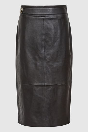 Reiss green sale leather skirt