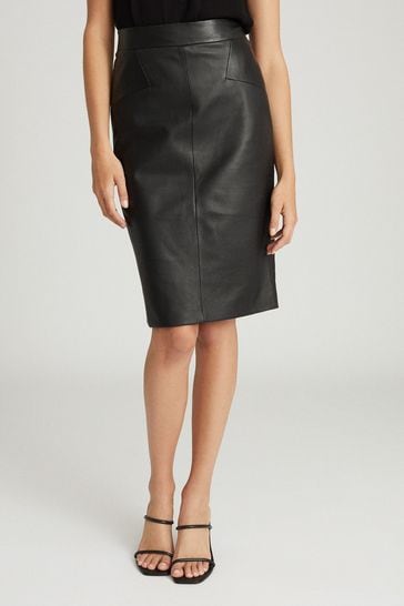 Womens leather hotsell pencil skirt