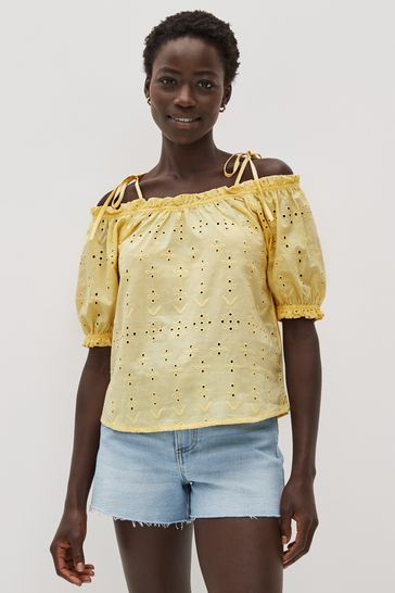 Yellow bardot top online