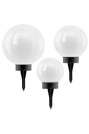 Eglo White Solar Spherical LED Ground Spike Set