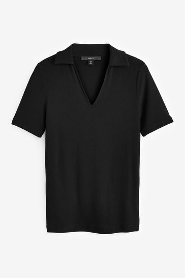 Black polo neck t shirt women's top