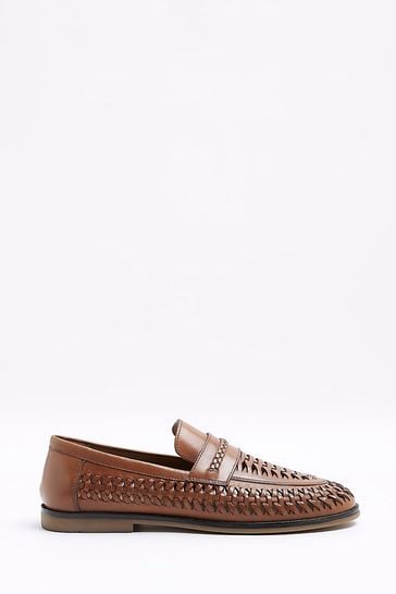 River Island Brown Woven Loafers