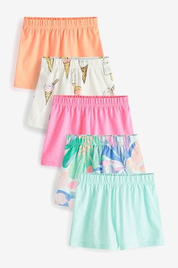 Mint Green/Pink Tropical 5 Pack Jersey Shorts (3mths-7yrs)