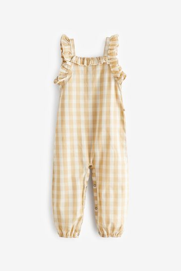 Lil Atelier Beige Frill Check Dungaree